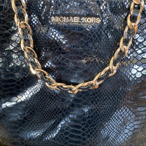 Michael Kors Black Embossed Python HarperTote - Picture 4 of 10